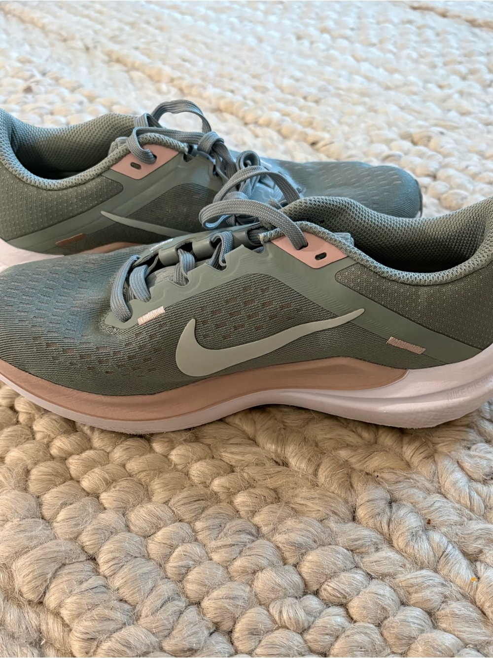 Nike Women's Running Shoes in Sage Green with Blush Accents